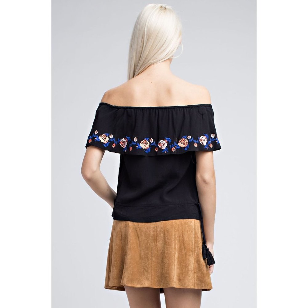 Honey Punch Strapless Embroidered Ruffle Top - Picture 5 of 5